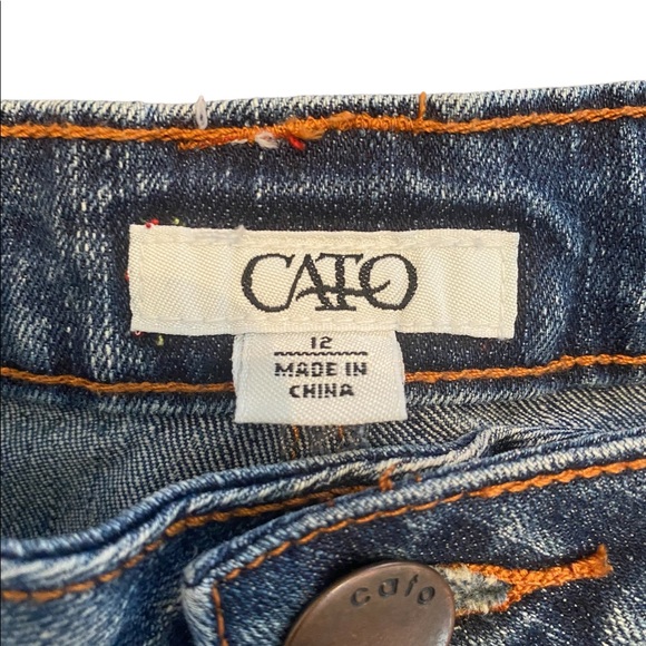 Cato Distressed Denim Capris with Embellished Stitching - Picture 11 of 16